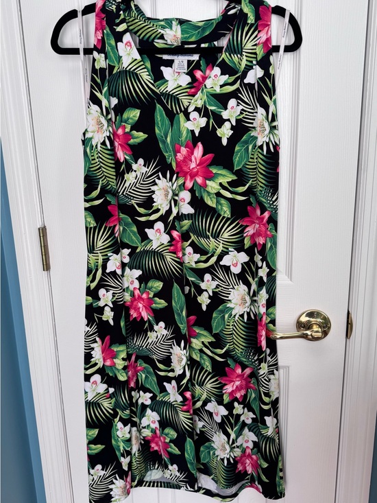 Tommy Bahama Dresses & Skirts - Tommy Bahama Black Tank Dress with Pink & Green Tropical Print